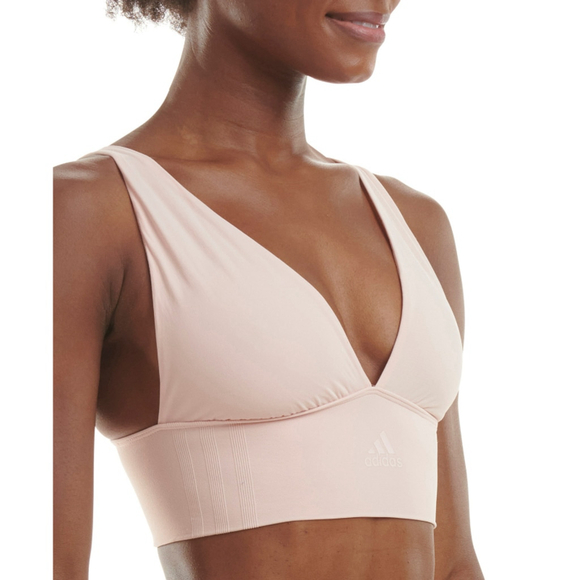 Adidas Women's Small Light Pink Longline Plunge Light Support Sports Bra NWT - Picture 4 of 9